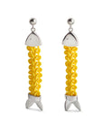 orecchini argento passamaneria nastri pendenti pesci giallo