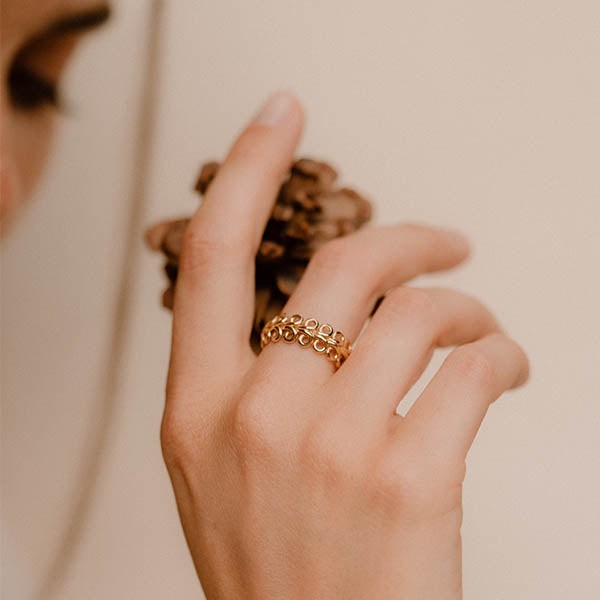 Anello fedina made in italy oro giallo ghirigori