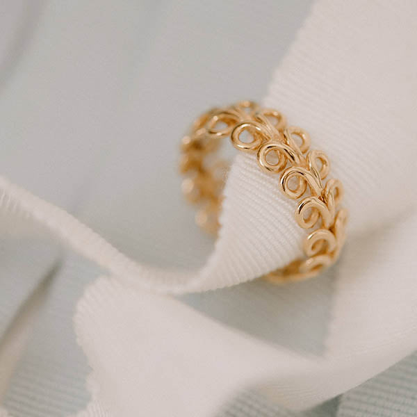 Anello fedina made in italy oro giallo ghirigori