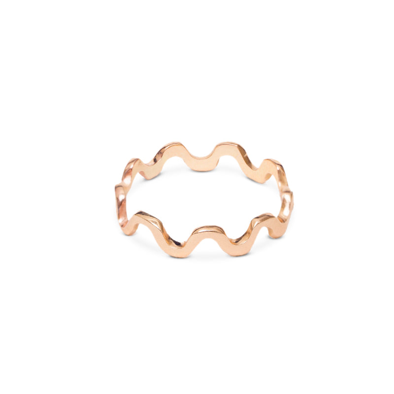 sottile anello oro rosa piccole onde fatto a mano italia