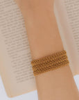 bracciale argento tre nastri sottili passamaneria made in italy sabbia beige