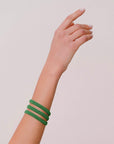 bracciale argento tre nastri sottili passamaneria made in italy verde