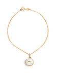 bracciale catenina oro giallo piccolo ciondolo bottoncino madreperla bianca made in italy