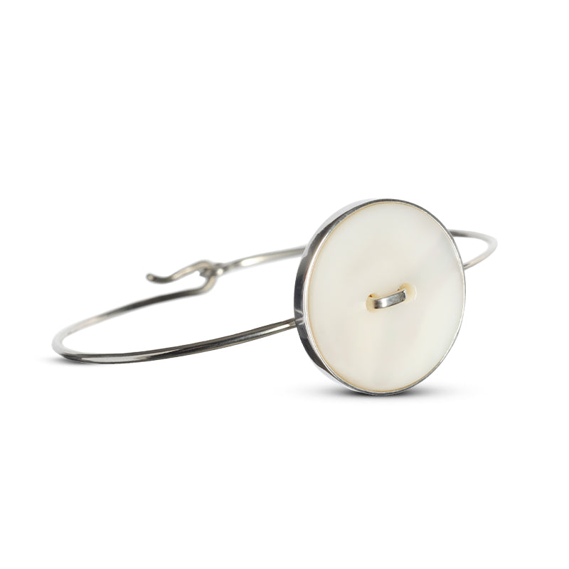 bracciale argento bottone madreperla bianca fatto a mano italia