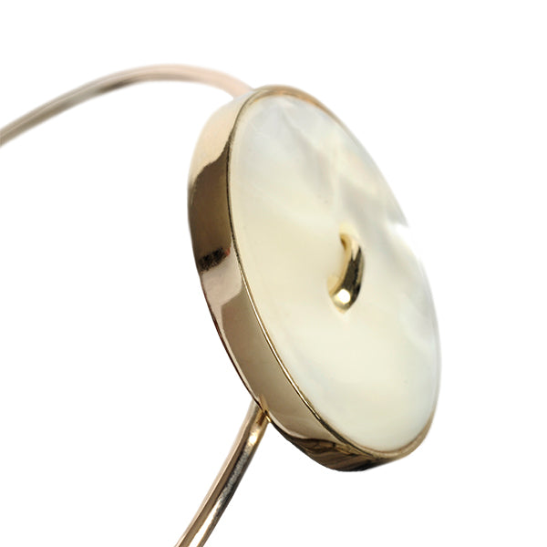 bracciale oro giallo bottone madreperla bianca fatto a mano italia