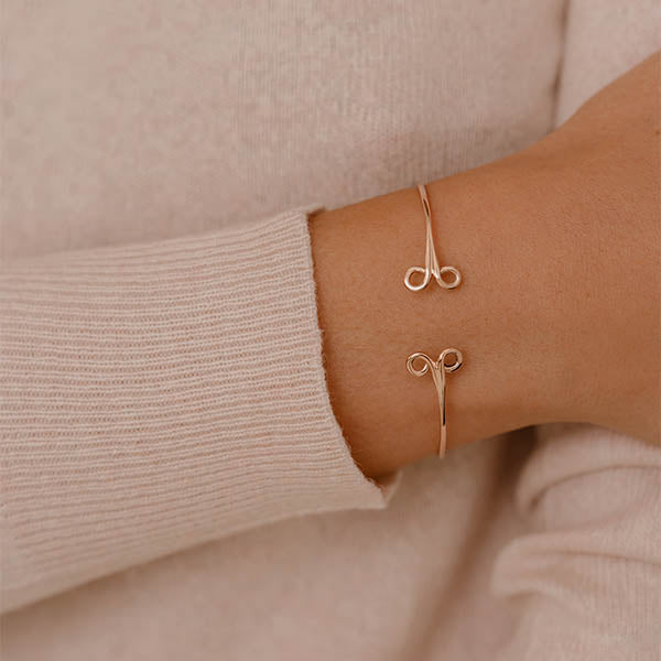 bracciale oro rosa aperto ghirigori fatto a mano italia