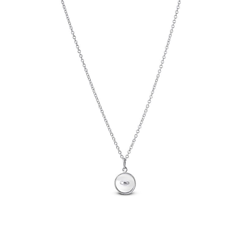 collana regolabile argento catena sottile ciondolo bottoncino madreperla bianca made in italy