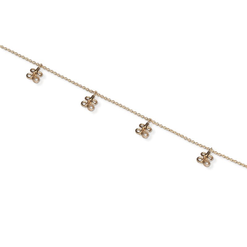 collana catenina oro giallo cinque piccolo pendenti ghirigori made in italy