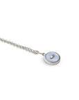collana regolabile argento catena sottile ciondolo bottoncino madreperla azzurra made in italy