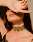collana girocollo choker argento nastro passamaneria onde verde made in italy