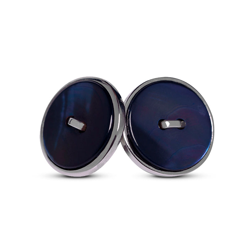 orecchini lobo argento bottone madreperla blu fatti a mano italia