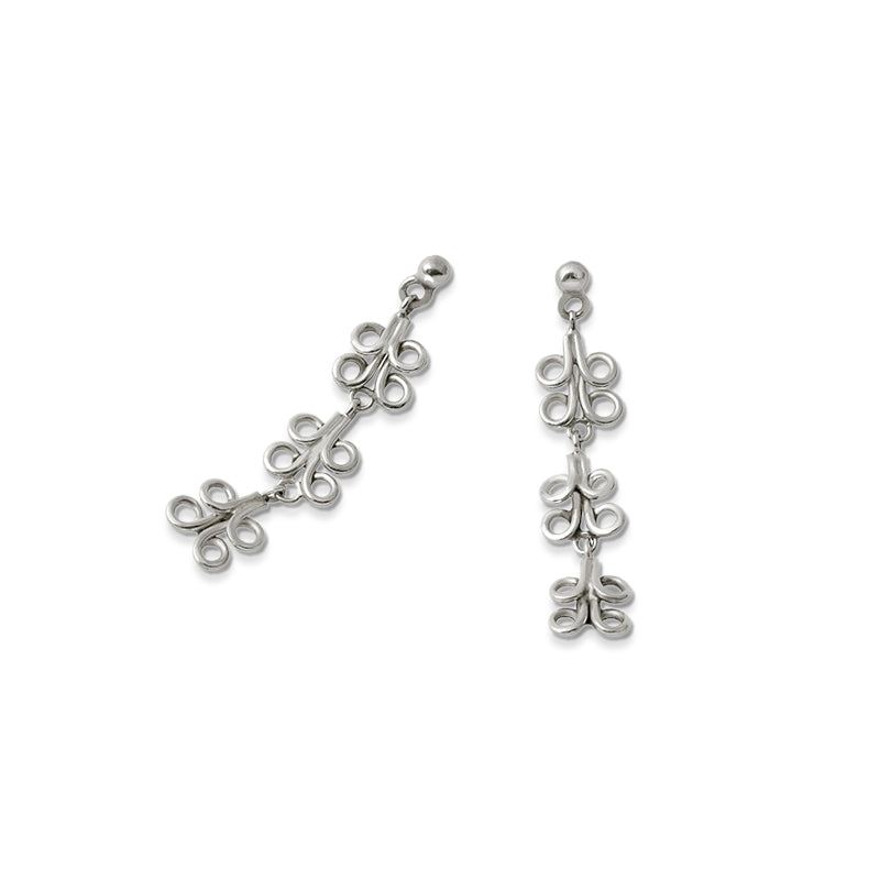 orecchini pendenti argento tre ghirigori fatti a mano italia